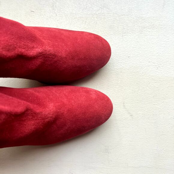Stuart Weitzman Red Suede Stiletto Heeled  Leather Ankle Boots/Booties Women’s 7 - Picture 6 of 16
